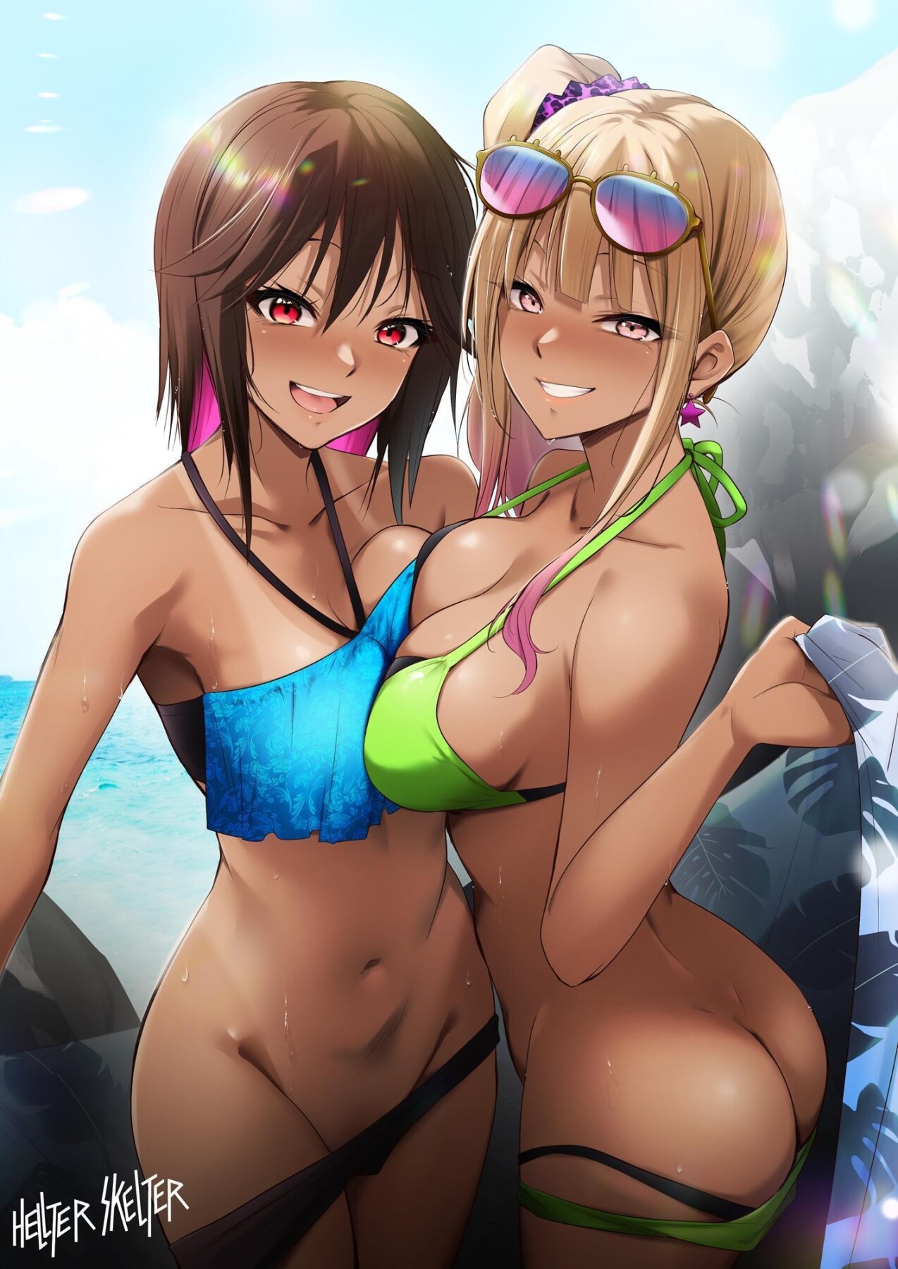 Hentai Manga Comic-Was working at a Beach when Two Tanned Gals Seduced Me & Popped My Cherry on a Sweaty Summer Day-Read-35